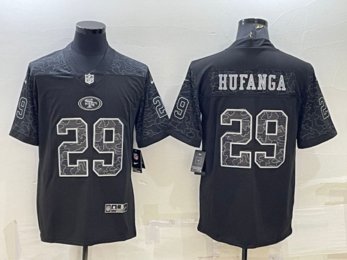 Men's San Francisco 49ers #29 Talanoa Hufanga Black Reflective Limited Stitched Football Jersey